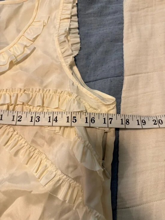 J.Crew ivory white ruffle-trimmed tank top silk 100% size s - Picture 6 of 6